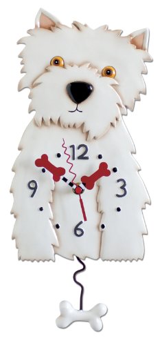 Enesco P1318 Westie Kunstharz Tischuhr 36 cm