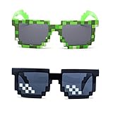 kilofly 2pc 8-bit pixel uv protect gamer sunglasses adult kids party favors