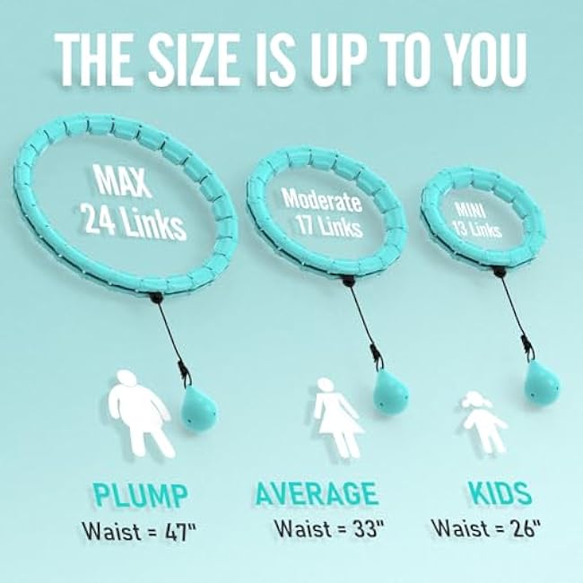 JKSHMYT Smart Weighted Fit Hoop Plus Size for Adults Weight Loss, Hula Circle-2 in 1 Infinity Fitness Hoop, 24 Links Detachable & Size Adjustable, with Waist Trainer for Women