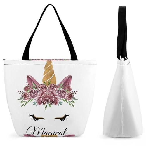 Sac à main licorne rose grand cabas épaule cadeau femme voyage et loisirs