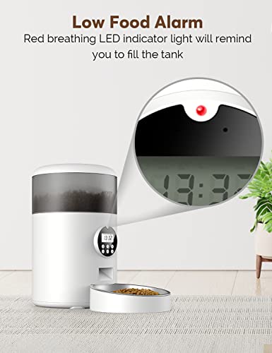 WOPET 6 Meal Automatic Cat Feeder,Timed Dog Feeder Pet Food Dispenser with Desiccant Bag for Dry Food,Programmable Portion Control & Voice Recorder for Small / Medium Pets (4L, Grey) - Thumbnail 5