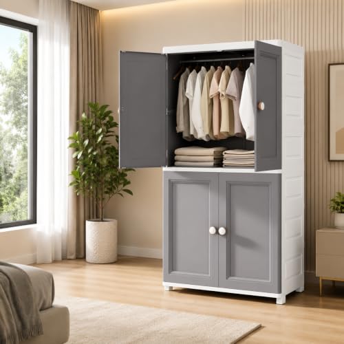 Image of LERIMO Plastic Wardrobe for Clothes | Portable Foldable Wardrobe Almirah for Bedroom | Kids & Baby Clothes Storage Cupboard | Collapsible Plastic Storage Cabinet | Almirah for Kids Clothes