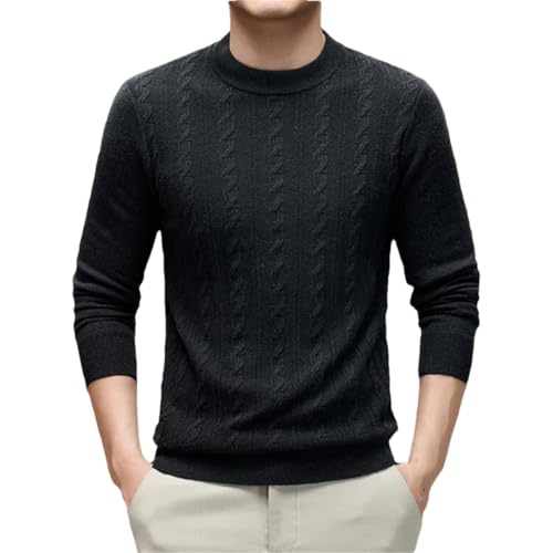 Men’S Wool Cashmere Blend Sweater Classic Solid Color Casual O-Neck Long Sleeve Pullover Jumper Tops