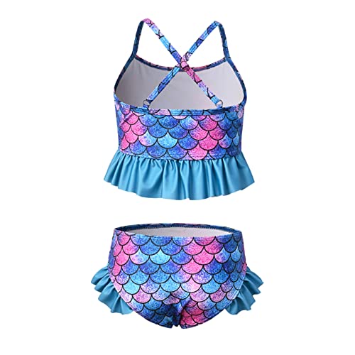 QPANCY Girls 2-Piece Swimsuit Spaghetti Strap Bikini Swimwear Kids Ruffle Beach Bathing Suits2