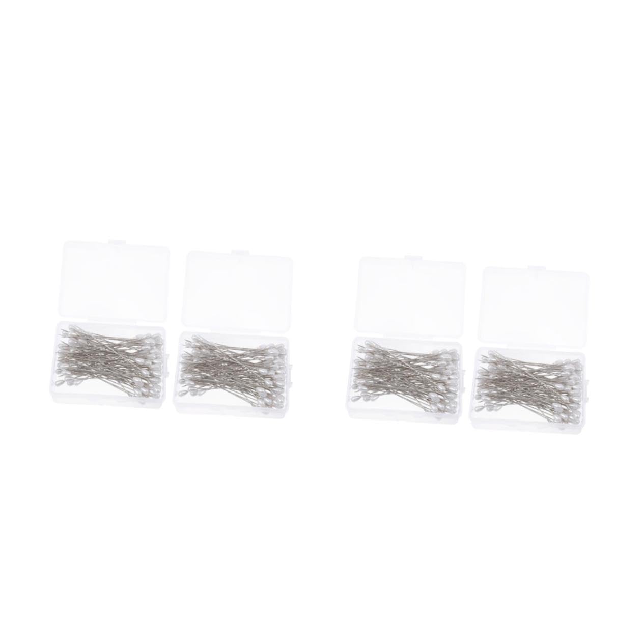 HOMSFOU 2sets DIY Pin Set Pearl Locating Pin Flat Head for Sewing Straight for Decor Craft College Projects 2boxes*2
