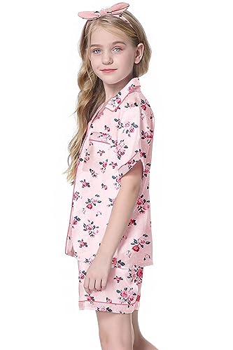 Image of Girls & Womens Satin Pajamas Set, Silk Button-Down Sleepwear 2 Piece Nightwear, 3 Years - Women XXL
