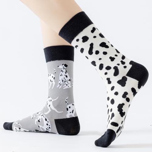 Image of 2 Pairs Cartoon Animal Crew Socks Fun Cotton Mid Calf Socks for Women