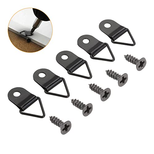 Image of dophee 50Pcs Triangle D-Ring Picture Frame Hangers with Mounting Screws for Hanging Display Paintings Clock Artwork Picture Frame Hook Photos Home Decoration - Black