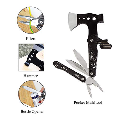 Camping Multitool Accessories Gifts for Men 15-in-1 Pocket Fold Survival Compact Tools with Knife Axe Hammer Plier Bottle Opener Durable Supplies Kit for Fishing Hunting Backpacking Hiking - Thumbnail 3