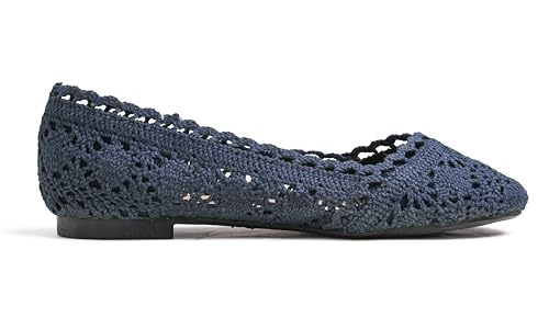 Image of FEVERSOLE Women's Comfort Breathable Knit Crochet Shoes Lace Ballet Flats
