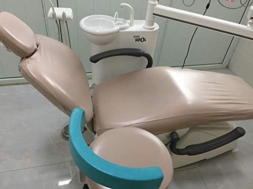 Springsky 1 Set Khaki Dental Dentist Chair Cover Sleeves Protector Headrest Cushion PU Waterpoof Easy Clean