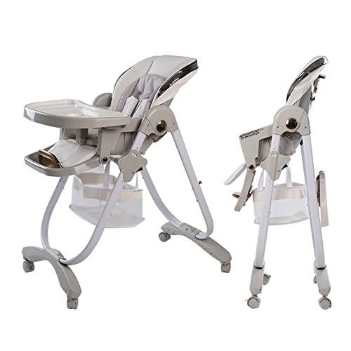 High Chairs For Babies And Toddlers, 8 In 1 Baby High Chair Clearance With Adjustable Seat Back Detachable Seat Cushion And Double Removable Tray, Portable Baby Booster Seat With Wheels (White) #TOP6