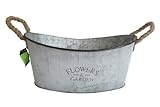  Unbekannt Zinkwanne ~ Flowers - Größe M ~ Landhausstil Wanne zum Bepflanzen Pflanzkübel Pflanztopf
