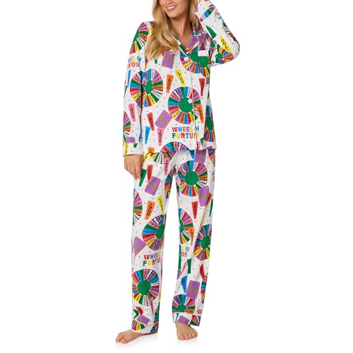 Bed Head PJs Womens Special Edition Prints - Organic Cotton Sleewear & Loungewear - Matching Long Sleeve Button Down Pajamas Shirt & PJ Pants Sets for Women Wheel of Fortune L