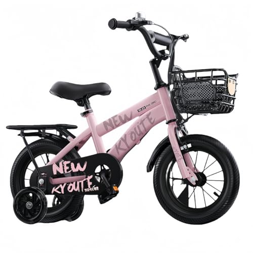 miluFox【子供の日・入学祝いのパーフェクトギフト】3歳〜12歳まで乗れる子供用自転車|12-20インチでサイズ選択自由・補助輪付きで初心者も安心・組み立て簡単 (【ピンクリアシート】フラッシュ補助輪+スポークホイール,18インチです)