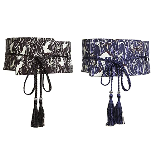 Traditional Japanese Kimono Bow Belt with Hand Embroidery Cloth Belt Dress Wide Waist Band Robe Accessories3