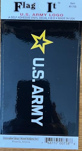 U.S. Army Strong Star Logo Car Decal Sticker [3.5x5in. - Black/Gold/White]