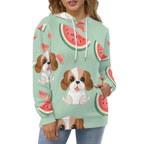 Sweat à capuche chiot pastèque pour un look confortable en S