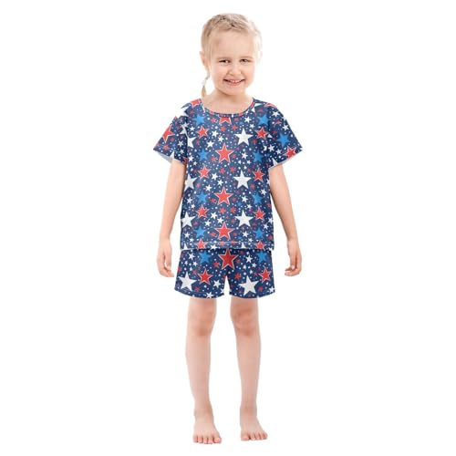 ALAZA Independence Day Star Pajamas Short Sleeve 2 Piece Sleepwear Top and Bottom Pajama Set Unisex3