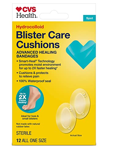 CVS Health Hydrocolloid Blister Care Cushions, 12 CT, Spot, All One Size, 13/16 in x 1-3/16 in