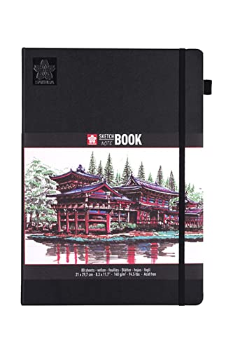 SAKURA - Cuaderno de bocetos (210 x 297 mm), color negro y blanco crema Cover