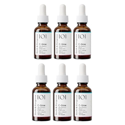 Geek & Gorgeous - C-Glow - 15% de vitamina C + ácido ferúlico y suero de vitamina E, protege contra el daño ambiental, aumenta el colágeno y el tono de la piel - todos los tipos de piel, paquete
