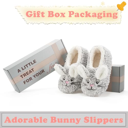 Image of The Metluks Cute Animal House Slippers, Warm Fuzzy Slipper Socks with Grippers Non Slip, Cozy Funny Gifts
