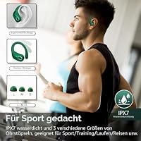 Aptkdoe In Ear Kopfhörer Kabellos Sport, Bluetooth 5.4 Kopfhörer mit ENC Mic, 75 Std Spielzeit, Anpassung über die App, Hi-Fi Stereo, IP7 Wasserdicht Ohrhörer mit Ohrhaken für Joggen/Gym, Tiefgrün – Ansicht 5