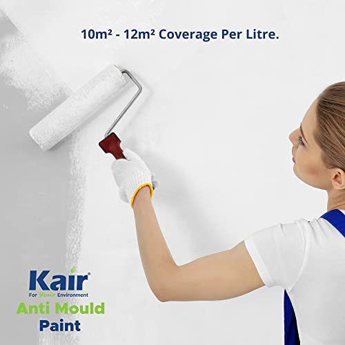 Kair Anti Mould Paint 1L Brilliant White Matt Finish - 10m² - 12m² Coverage - Mould Resistant for 5 Years