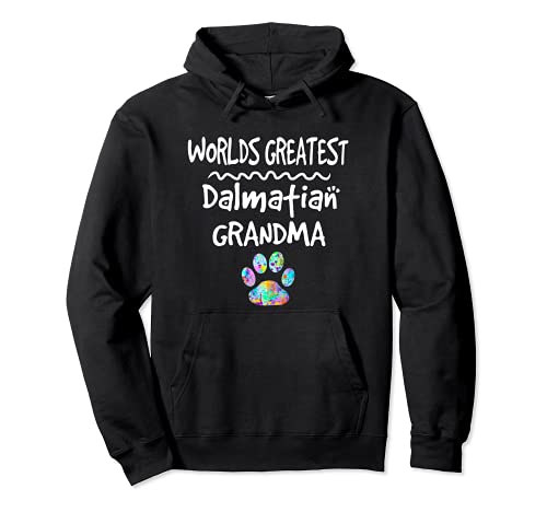 Worlds Greatest Dalmatian Grandma Cute Dog Paw Print Pet Pullover Hoodie, Black