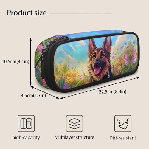Image of German Shepherds Pencil Case Pouch for Girls Boys Aesthetic Pen Bag Zipper Pencil Pouch Kindergarten Teachers Men Women School Office Supplies