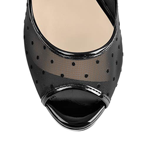 LISHAN Women's Platform 5.9in Super High Heels Pumps Slip On Pointed Toe Sandals3