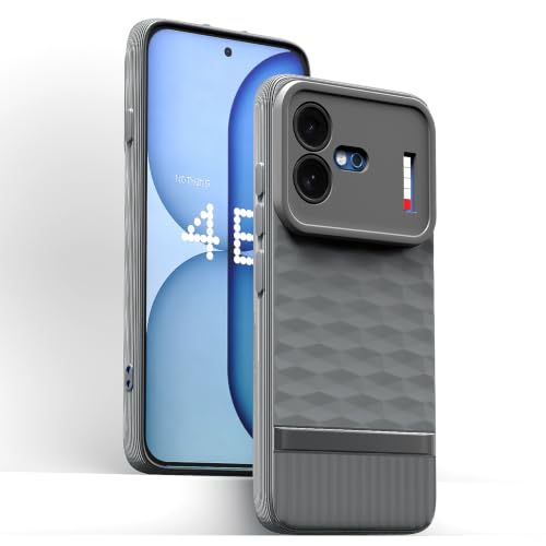 Image of Pikkme Back Cover for Nothing Phone 4b 5G Camera Protection 3D Hexa Cube Design Silicone Protective Bumper Case (Grey)