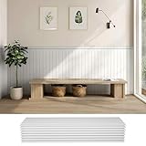 janasse PS Wainscoting Wall Panel Kit, 8PCS 38.7” x 9.65” Decorative Wall Panels, Paintable Waterproof PS Panels for Living Room, Dining Room & Hallway – Easy DIY, Covers 20.7 Sq.Ft(White)