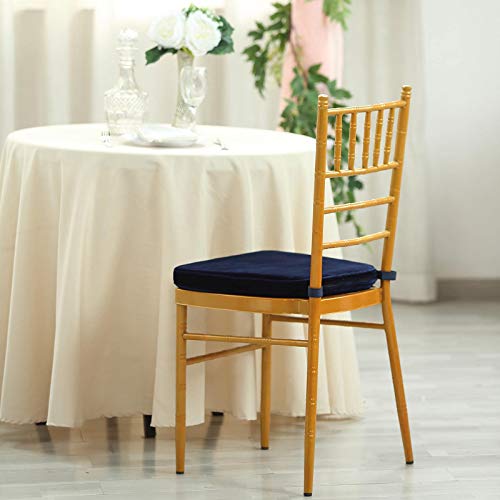 Tableclothsfactory 2" Thick Navy Blue Chair Pad Skid Proof Backing Seat Cushion With Premium Velvet Fabric #TOP6