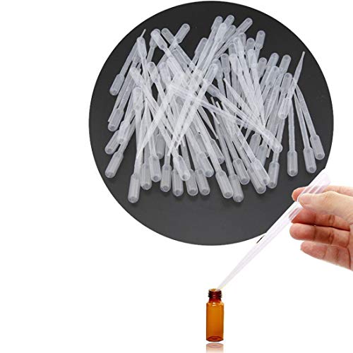 GLE2016 Clear White Plastic Liquid Dropper Pasteur Disposable Graduated Transfer Pipettes Pipetting (1ML(100 Pack))