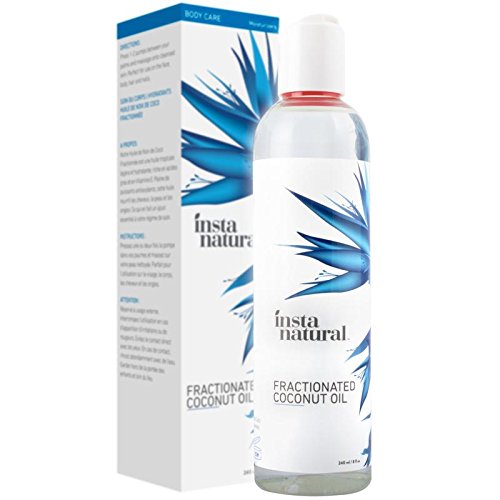 Aceite de Coco Humectante Fraccionado InstaNatural - 100% Puro - Para la cara, cuerpo, cabello y uñas - Ideal para después de afeitarse o depilarse, masajes y aceite de baño para bebés - 240 ml Cover