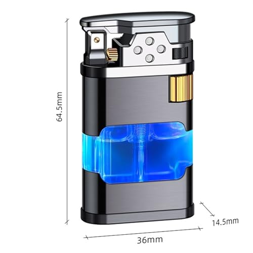 Encendedor de antorcha de butano recargable con cuerpo de metal y cámara de gas visible 7