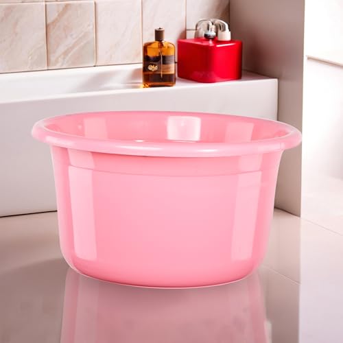 Image of Kuber Industries 25 Ltr Bath Tub Plastic For Home, Washroom & Kitchen | Lightweight & Multipurpose Washing Tub - Suitable For Laundry And Cleaning | Pink
