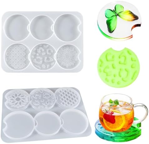 FineInno Round Coaster Resin Molds 6-Cavity Coaster Molds for Epoxy Casting Coaster Silicone Mold for DIY Craft Cups Mats Flower Bouquet Preservation