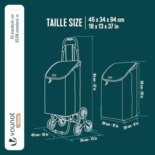 VOUNOT® Einkaufstrolley Treppensteiger, Trolly Einkaufswagen Klappbar, Hackenporsche mit 3 Räder...