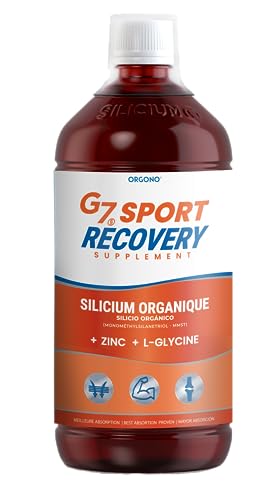 Orgono G7 Sport Recovery Supplement. Silicio Orgánico Líquido con Zinc y Glicina. Suplemento Deportivo para Piernas Cansadas y Articulaciones. Recuperador Muscular Post Entreno para Deportistas. 1L