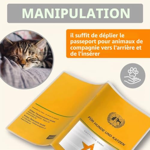 AMATHINGS Étui transparent et imperméable pour carte d'identité animal de compagnie avec compartiment passeport vaccination idéal vétérinaires – vue 6