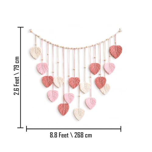 Image of Nostrae by Ekhasa Macrame Wall Hanging Leaves | Boho Wall Hanging Big Size | Handmade Macrame Wall Decor for Bedroom, Living Room, Balcony & Nursery | Boho Theme Home Decor Tapestry