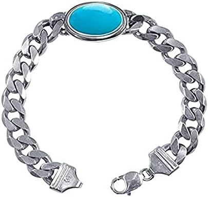 Turquoise Stone Firoza Sterling Silver Bracelet for Men