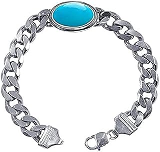 Bhumi Creation Turquoise Stone Firoza Sterling Silver Bracelet for Men Price In India