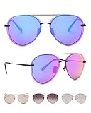 DIFF Lenox Black + Purple Mirror, Designer Oversized Aviator Sunglasses for Women UV400 Protection