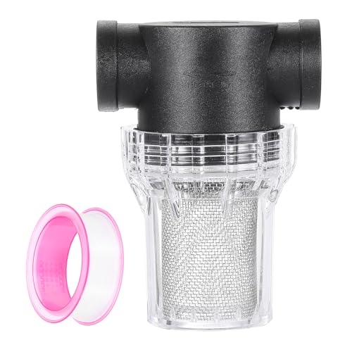 uxcell Pressure Washer Filter 3/4" NPT Female Thread, Inline Mesh Strainer Attachment, Stainless Steel Screen with Sealant Tape for Outdoor Gardening Inlet Water (Size:20 Mesh)