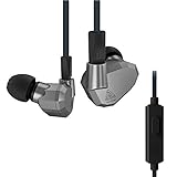 Quad Driver Headphones,ERJIGO KZ ZS5 High Fidelity Extra Bass Earbuds with Microphone and Remote,Detachable Cable,Grey