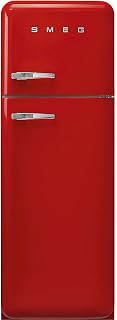 Smeg, Frigorifero Doppiaporta FAB30RRD5 a Libera Installazione, Cerniera a Destra, Frigorifero Ventilato e Freezer Statico, Design Bombato 50's Style, Rosso
